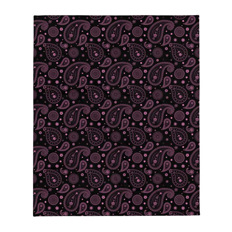 Slumretæppe - Ukrainian Paisley pink - sort baggrund